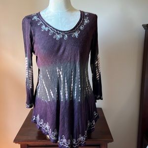 Purple print long sleeve top